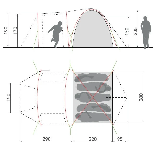 Vaude Campo Casa XT 5P Tent - Chute Green - Image 2