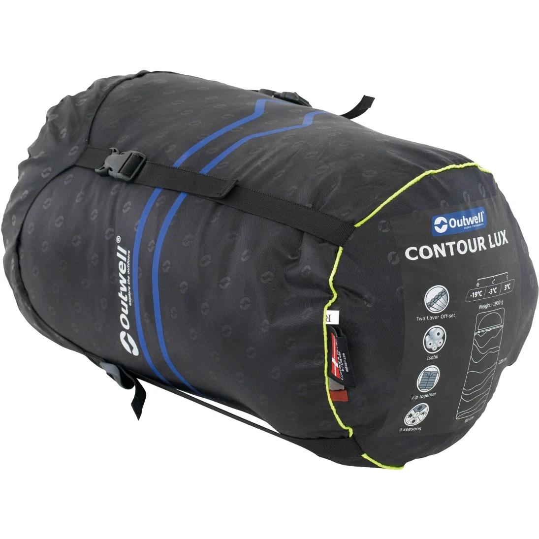 Outwell Contour Lux Sleeping Bag - Zipper Right - Red - Image 12